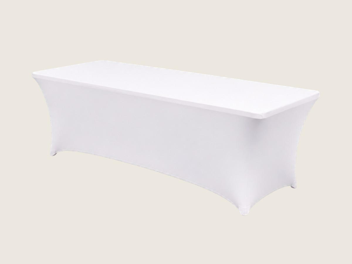 Mantel de Licra Rectangular Blanco — alquiler en Panamá
