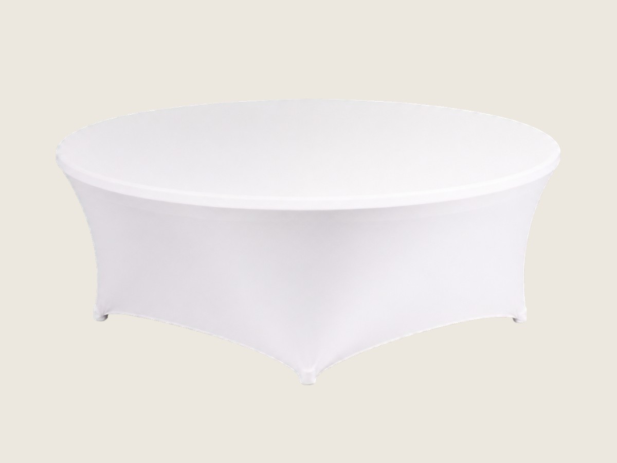 Mantel de Licra Redondo Blanco — alquiler en Panamá